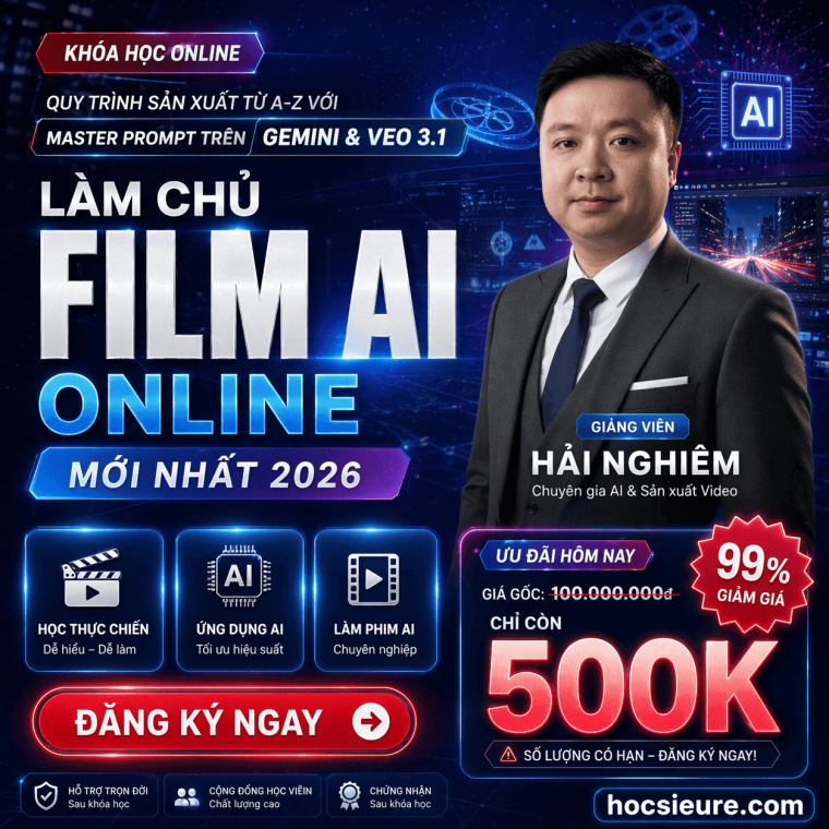 Khóa học Films AI Online Cùng Hải Nghiêm – Quy trình từ A–Z với Master Prompt trên Gemini & Veo 3.1