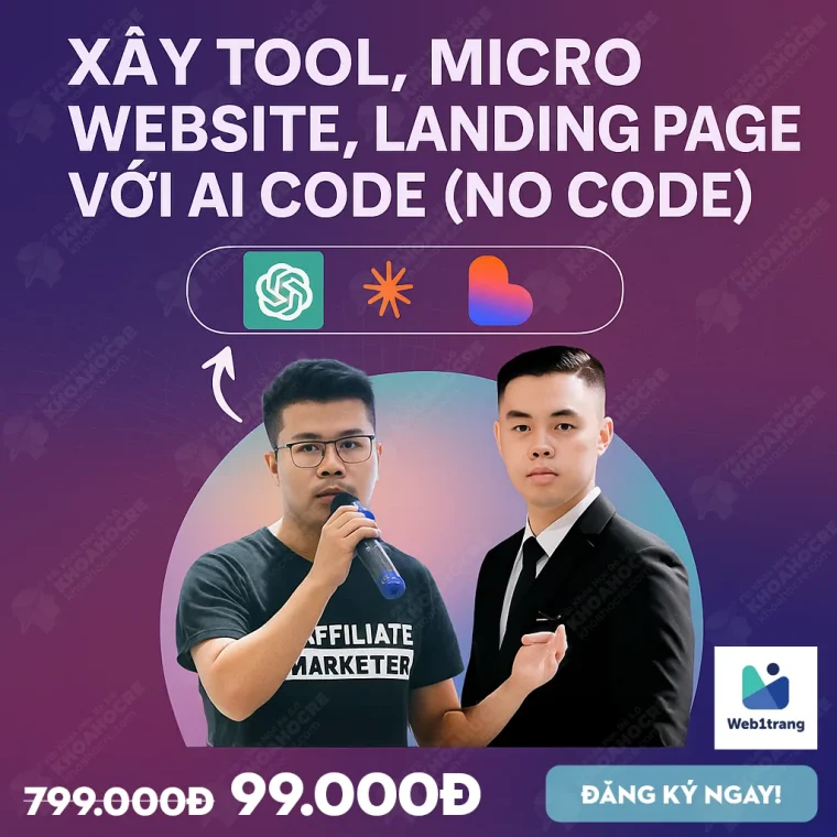 Khóa Học Landing Page AI Code – Xây Tool, Micro Webiste Không Cần Biết Lập Trình!
